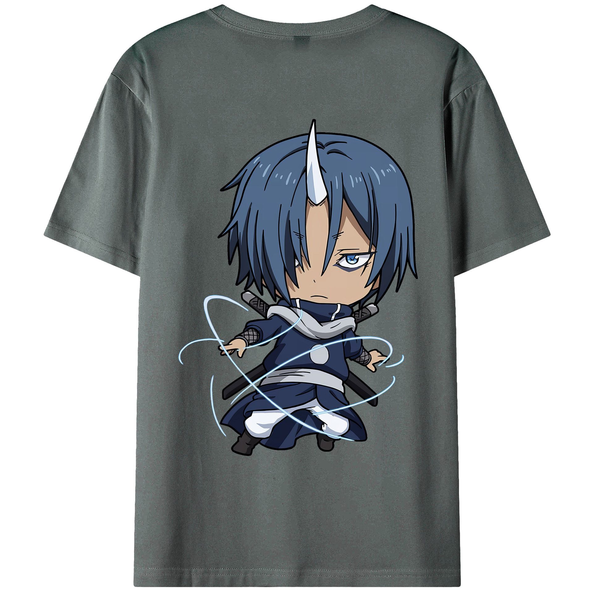 （画像用） 転スラ Regarding Reincarnated to Slime 綿100％ メンズ半袖Tシャツ（バックプリント） 通気性